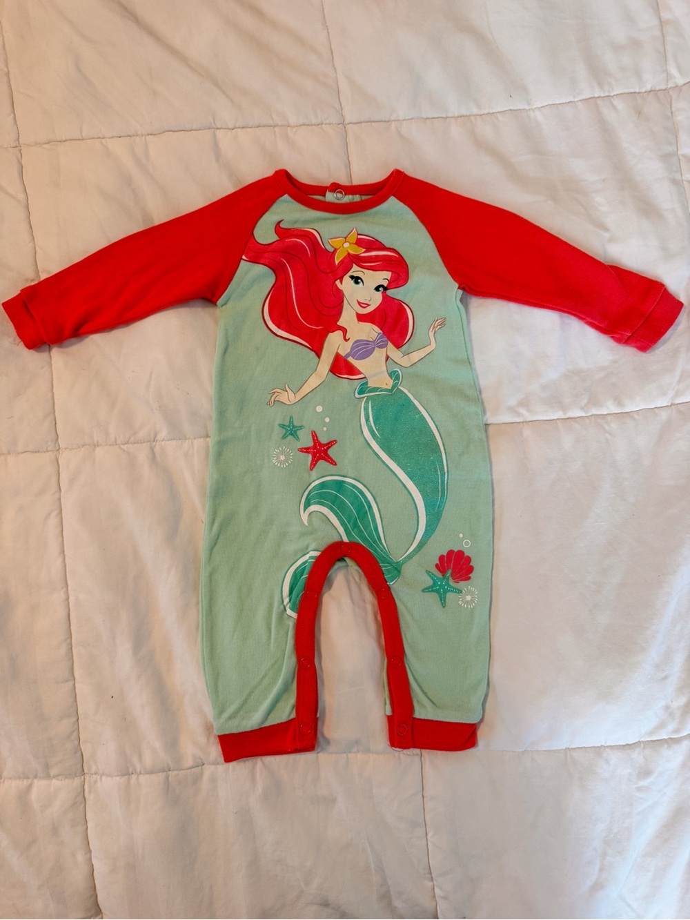 Disney The Little Mermaid Ariel Red & Mint Onesie Pajamas